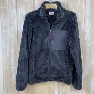 Columbia Sherpa Fleece Jacket Ladies M Gray Hiking Outdoors Pile Full Zip